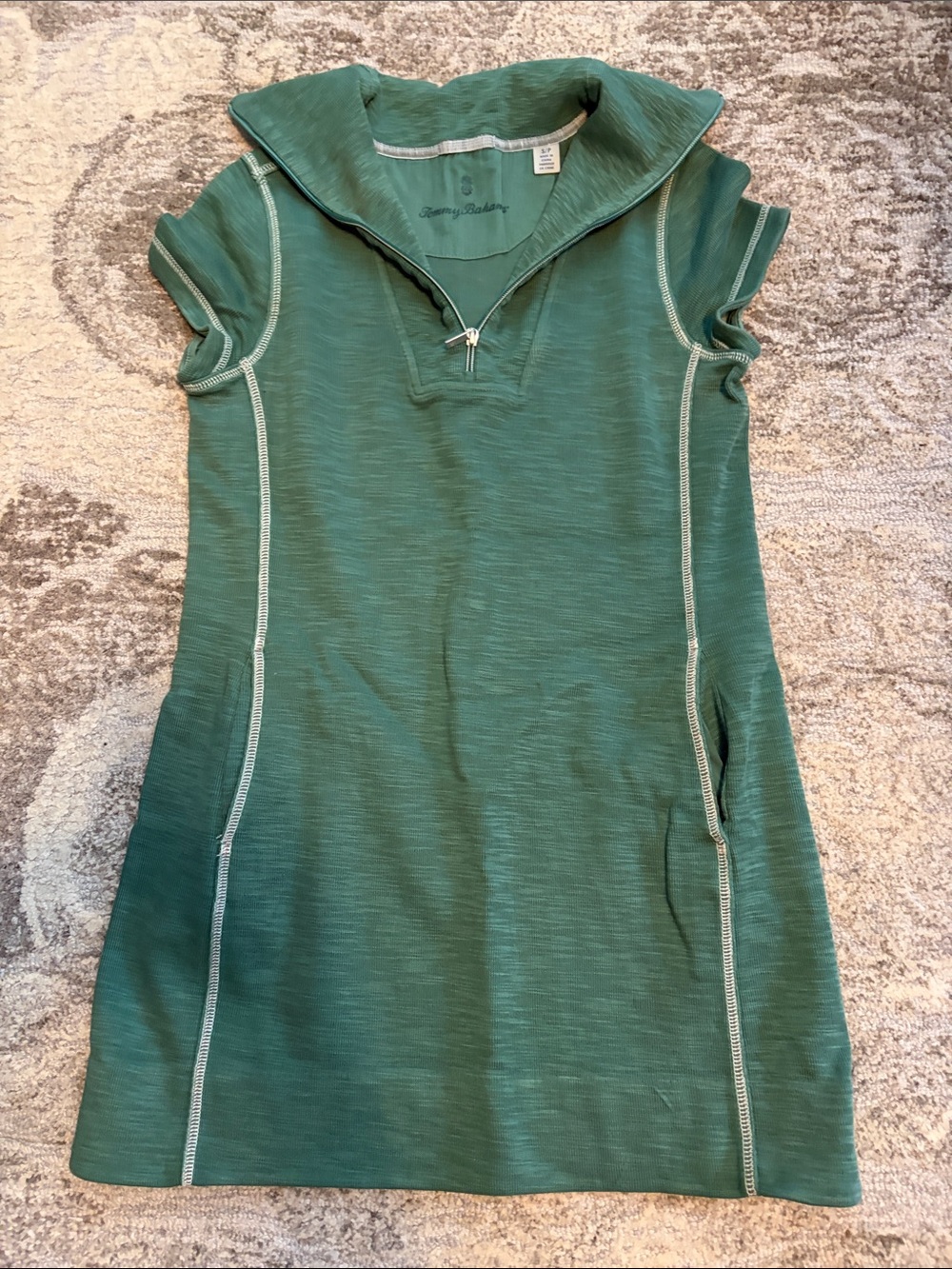 Tommy Bahama Girls' Teal Green Zip-Neck Polo Dress